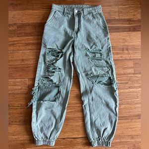 Sage Green Distresses Jeans